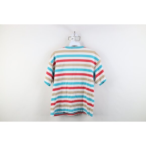 Vtg 90s Streetwear Womens Medium Striped Color Block Pocket T-Shirt Cotton USA - Picture 10 of 12